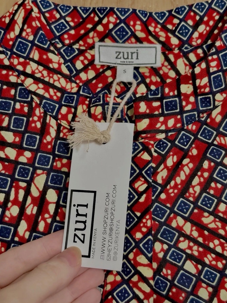 Zuri 100% Cotton Midi Shirt Dress Size S Summer Vacation Made In Kenya Nwt — image 5 of 8
